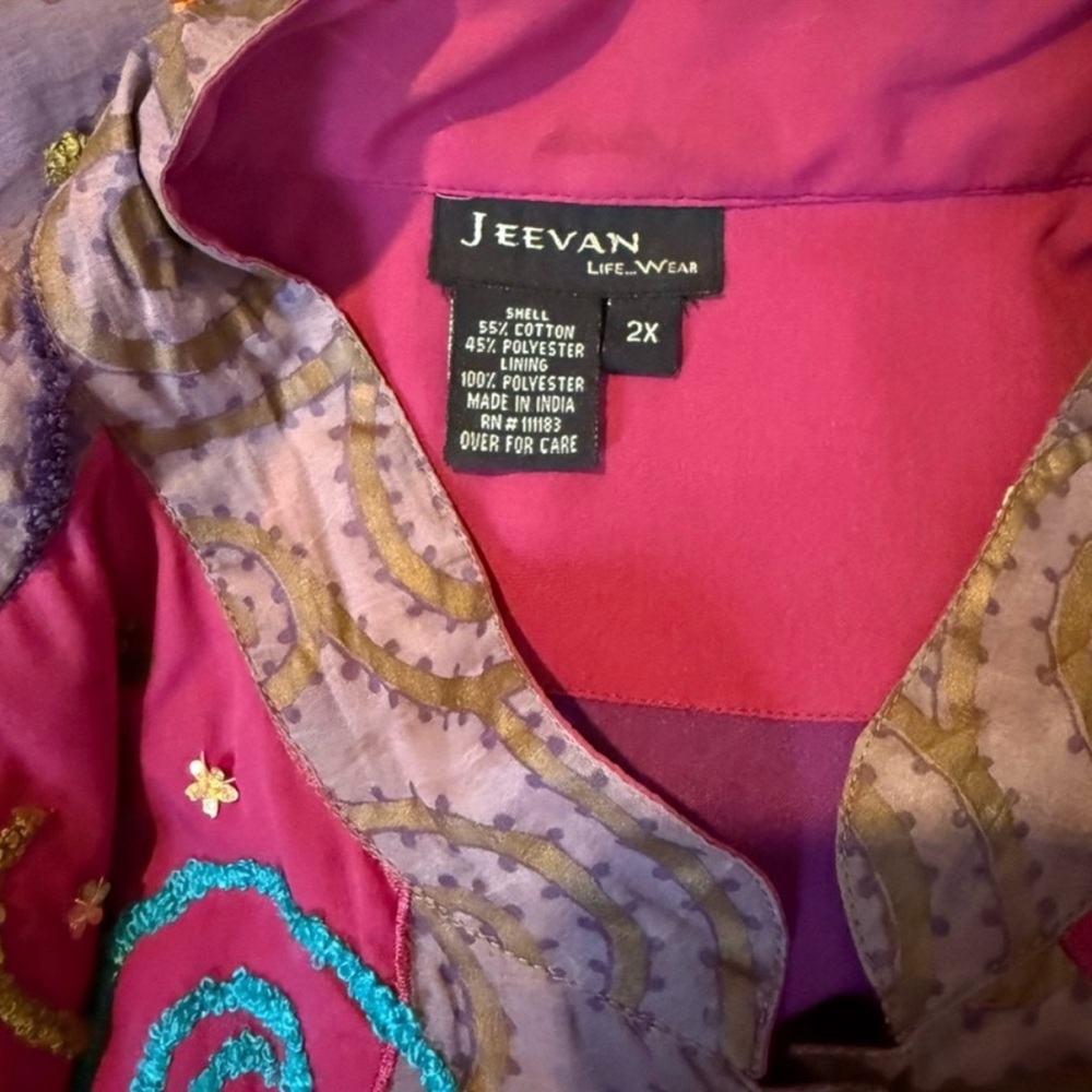 Vintage 90s Embroidered Artwear Jacket 2X Boho Festival India - Picture 4 of 9